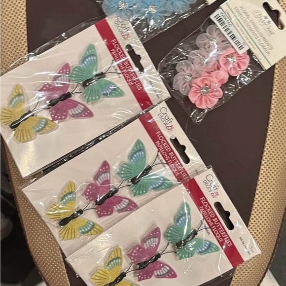 Craft Decor Flocked Butterflies Set - Picture 2 of 2